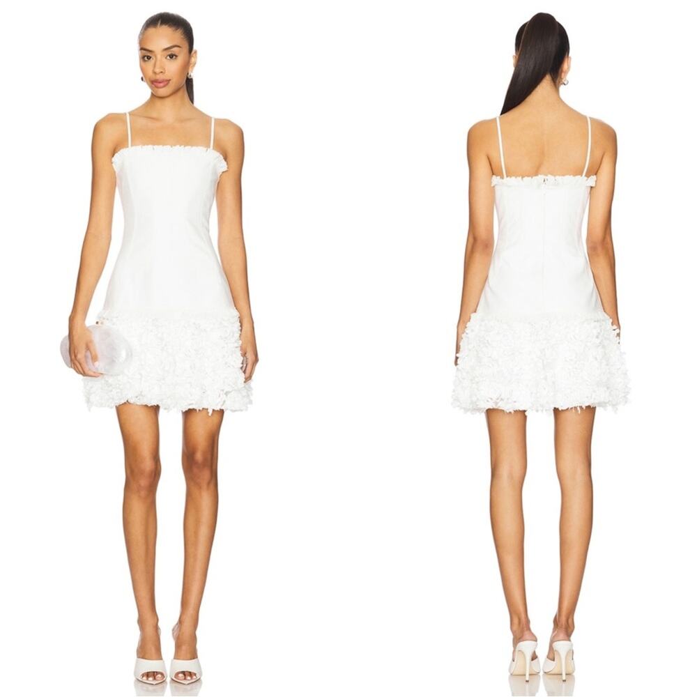 ALEXIS Amrisa Ruffled Floral Appliqué Rosette White Mini Dress Size Medium